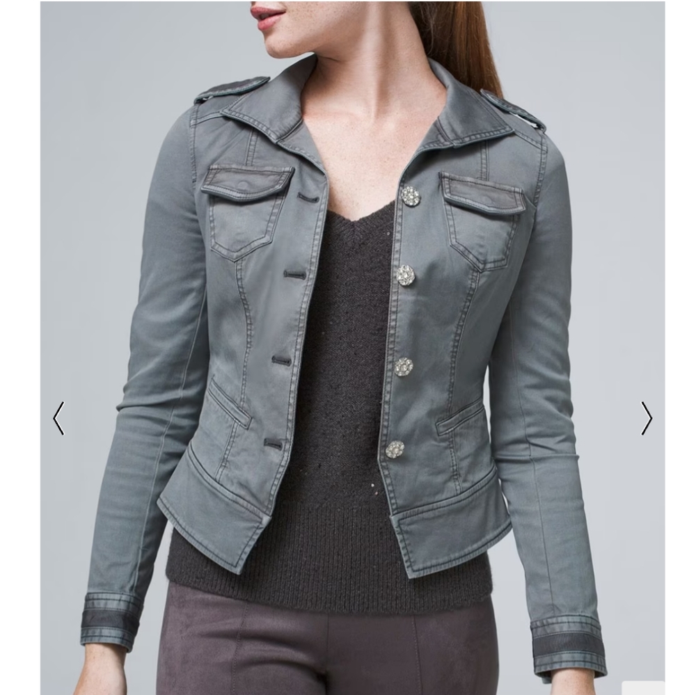 WHBM | Jeweled-Button Band Jacket In Smoked Pearl
